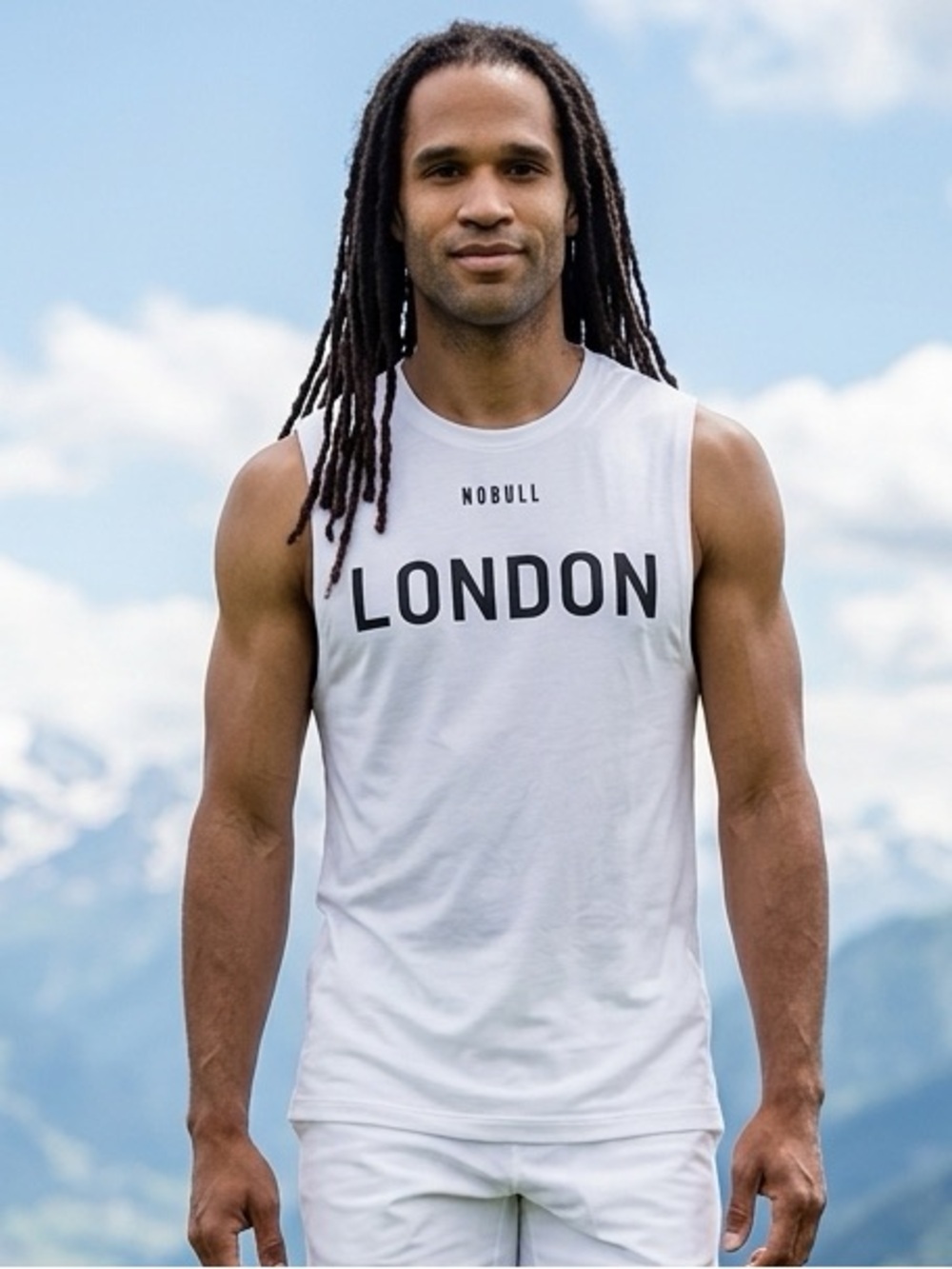 NWT NOBULL Men’s White Athletic Logo Tank “”London” Cross Fit Athletic - Size S